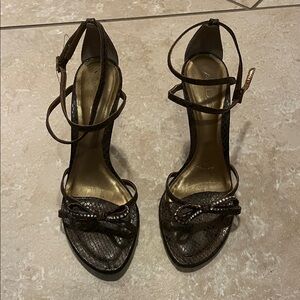 Aldo Brown Snakeskin Strappy Heels